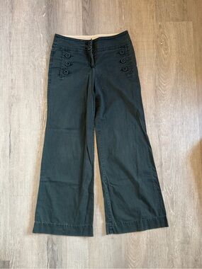 Vintage Anthropologie Cidra Olive Green Wide-Leg Sailor Pants - Size 4